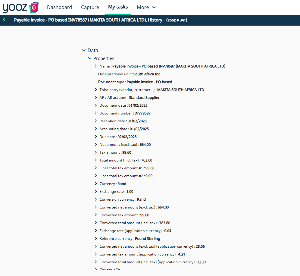 Audit history